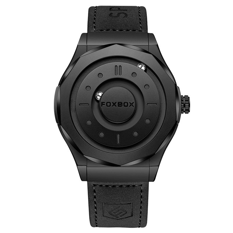 FOXBOX Men's High-Tech Magnetic Levitation Concept Watch (All Black)