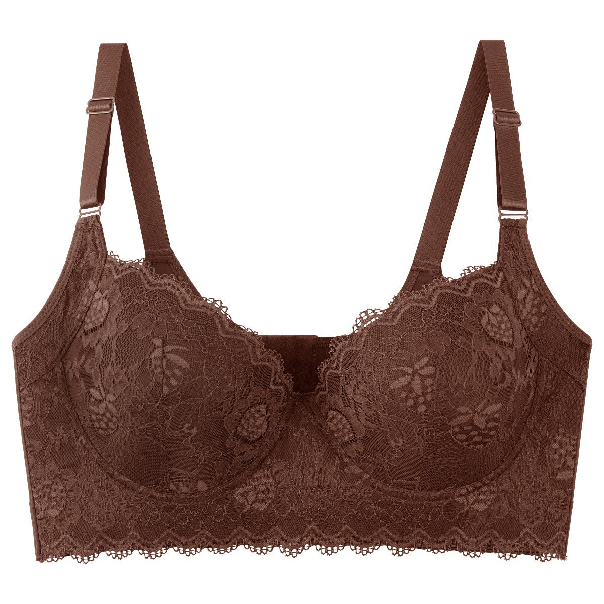 Anti-Sagging Lace Underwire Bra with Side Support for Large Bust