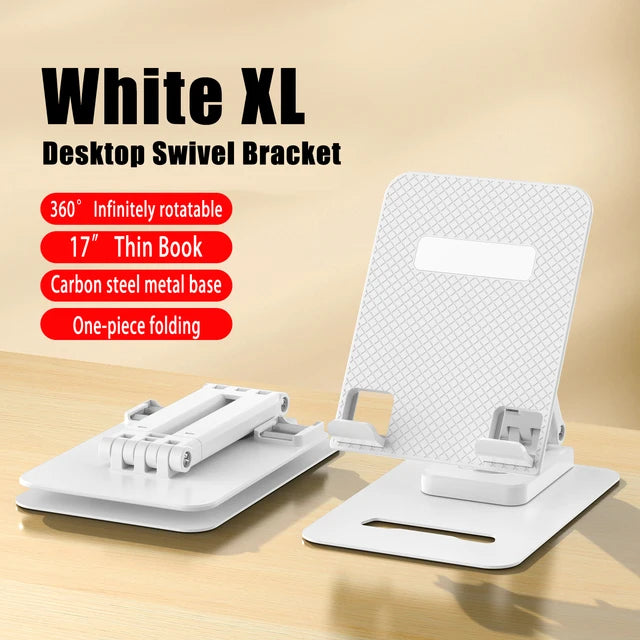 Metal Enlarged 360° Rotating Phone & Tablet Stand - Foldable Desktop Support Bracket