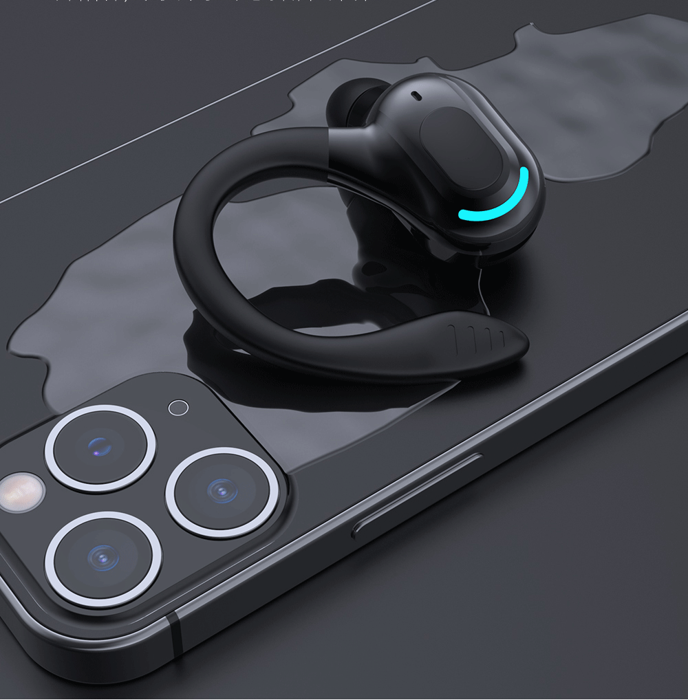 Single Ear Bluetooth Earphone - Wireless Ear-Hanging Business Headset with Noise Reduction & Waterproof Sports Design
