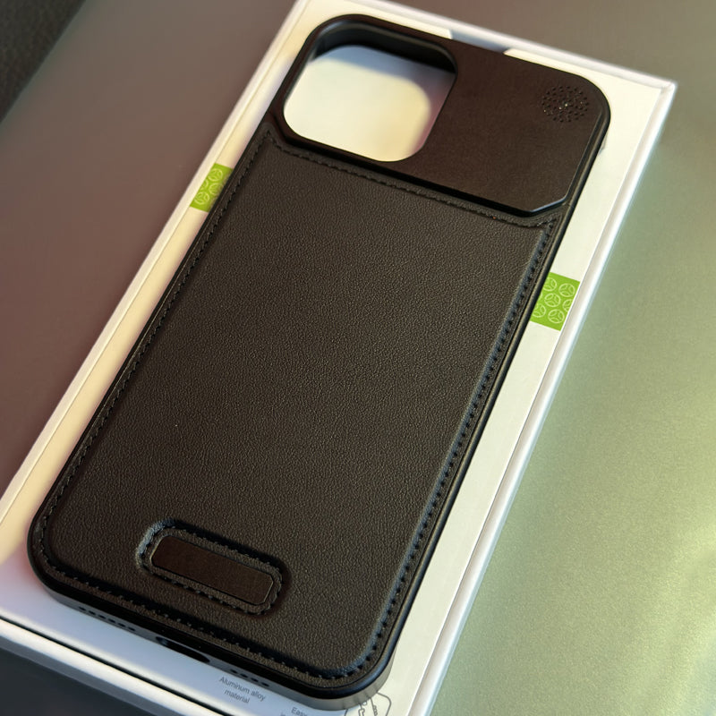 Luxury Leather Frameless Metal Aromatherapy Magnetic Case for iPhone - Premium Heat Dissipation Cover