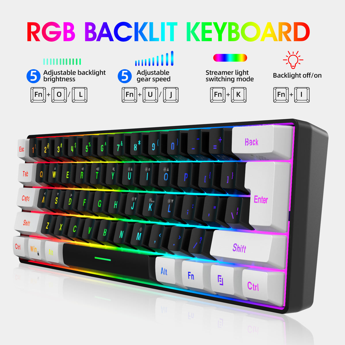 Mini 61-Key RGB Gaming Keyboard and Mouse Set - Type-C Detachable Wired Mechanical Feel Combo