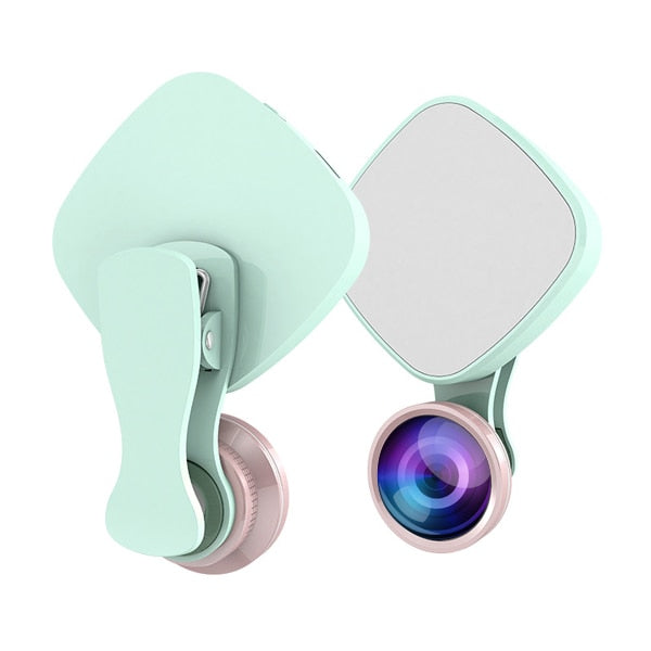 3-in-1 Selfie Ring Light with HD Fisheye & Wide-Angle Lens - LED Camera Phone Photography Kit for iPhone & Samsung