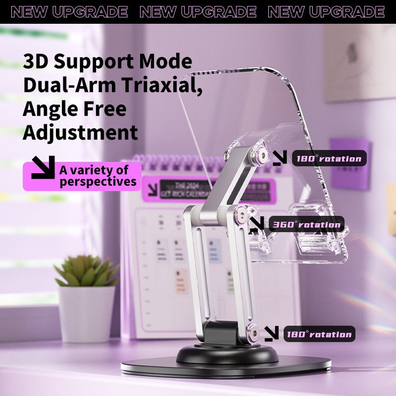 Transparent Acrylic Desktop Phone Stand - Dual-Arm Triaxial Adjustable Holder