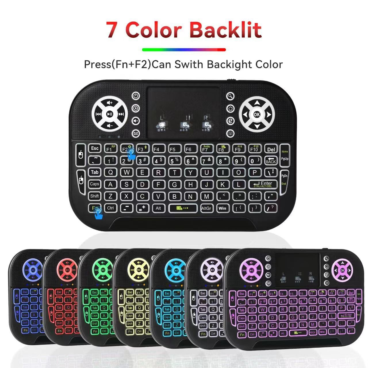 N8 Air Mini Wireless Keyboard - RGB Colorful Backlit Air Mouse & Portable Smart TV Remote Control