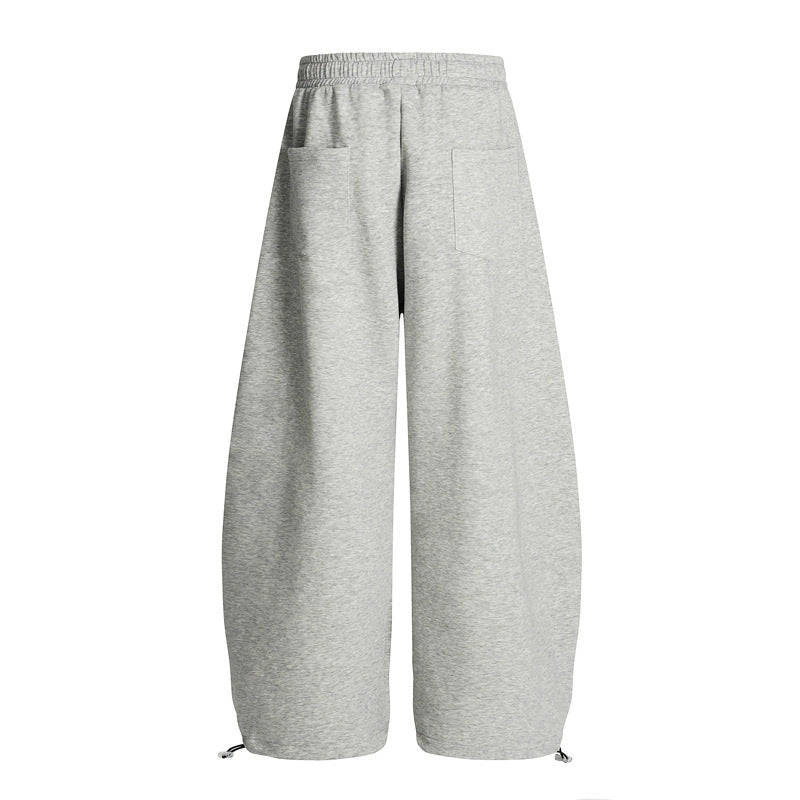 Unisex Retro Letter Print Wide Leg Loose Fit Casual Sweatpants