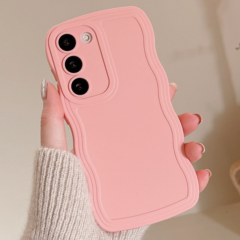 Liquid Silicone Wavy Phone Case - Cute Curly Edge Protective Cover for Samsung Galaxy S24, S22, A73, A52, A34 & A05