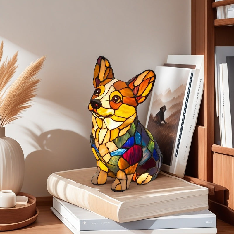 Animal Resin LED Night Light | Cute Tiffany Style Cat Bedside Lamp for Living Rooms and Bedrooms