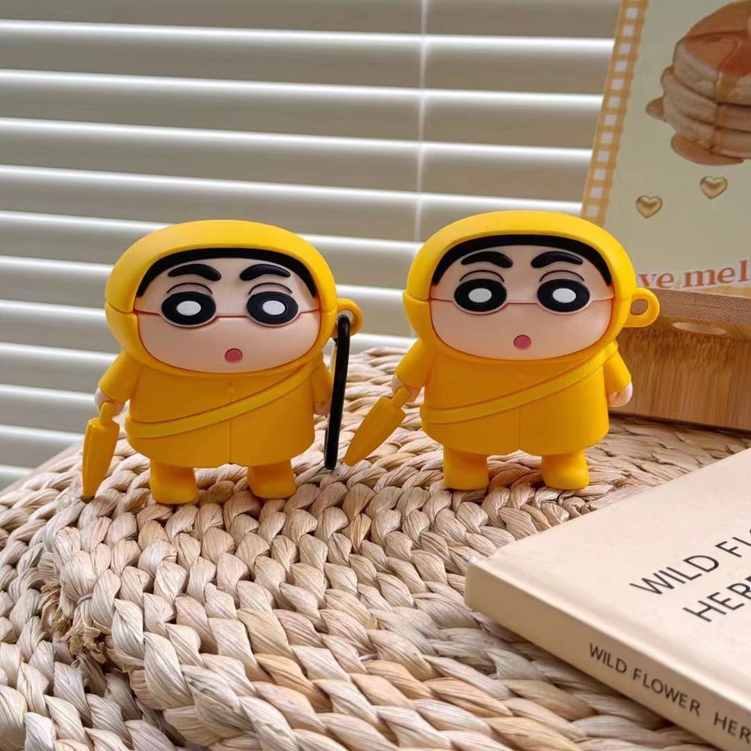 Cute Cartoon Character Silicone Case for AirPods Pro - Soft Shockproof Protective Cover with Keychain