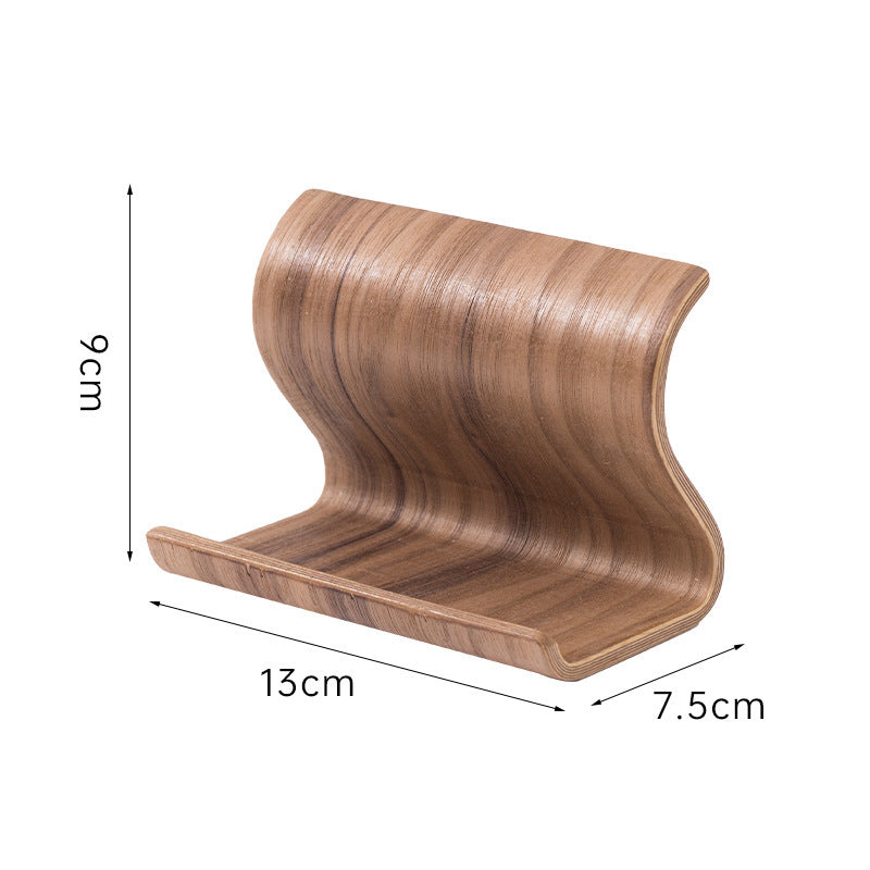 Creative S-Shaped Wooden Desktop Phone Stand - Minimalist Portable Cell Phone Holder Bracket