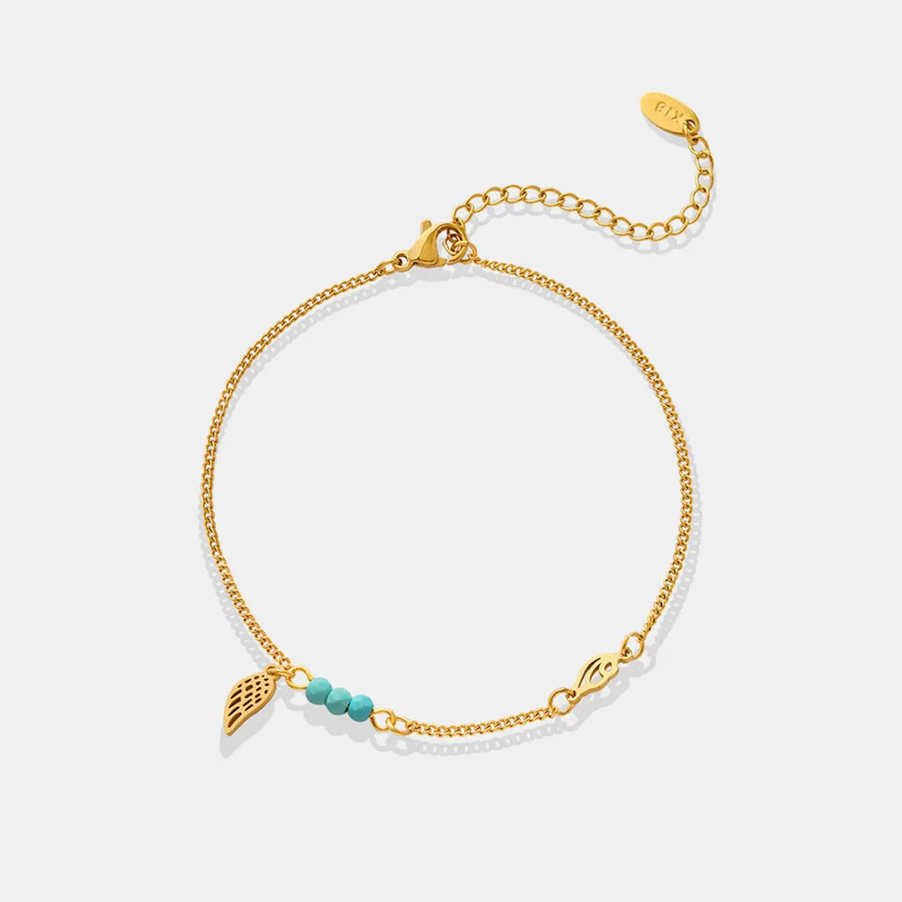 Elegant Titanium Steel Wing Shape Charm Anklet Bracelet