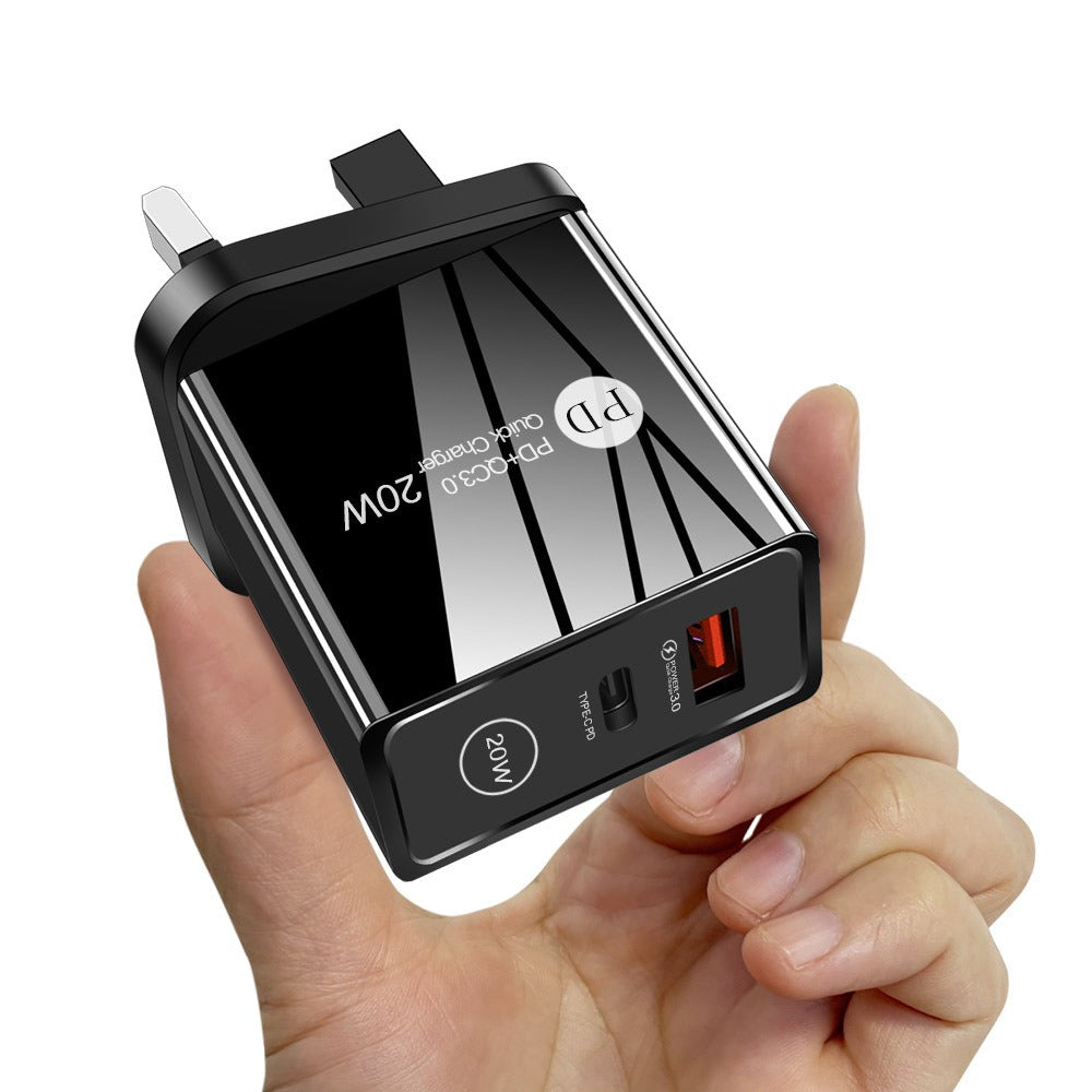 20W PD & QC3.0 Fast Wall Charger - Dual-Port Mobile Phone Charging Head Adapter