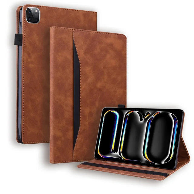 Premium PU Leather Folio Case for iPad Pro 11 / 13 Inch M4 (2024) - Business Stand Cover with Soft TPU Back