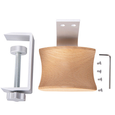 Clip-On Solid Walnut Wood Headphone Stand - Adjustable Metal Desk Mount Headset Hanger