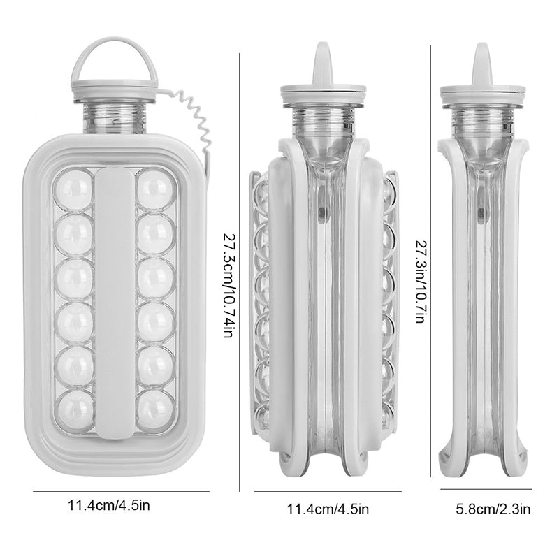 Folding Ice Cube Maker Bottle - Portable Silicone Ice Ball Mold & Drink Container