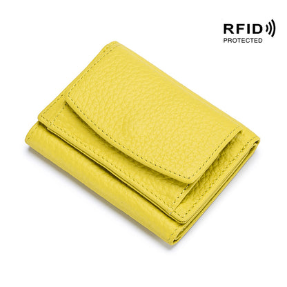 Women's Japanese Style Genuine Leather RFID Protected Mini Coin Wallet (Short)