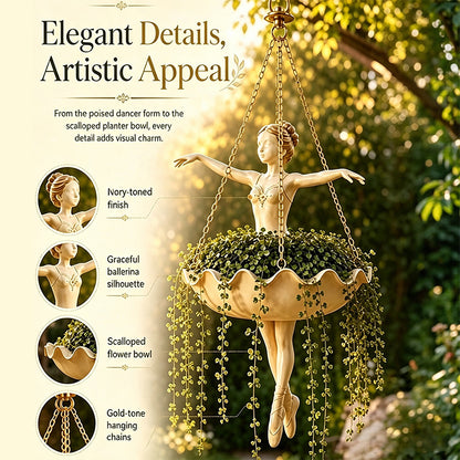 Elegant Fairy & Ballerina Hanging Resin Planter - Decorative Flower Pot & Bird Feeder