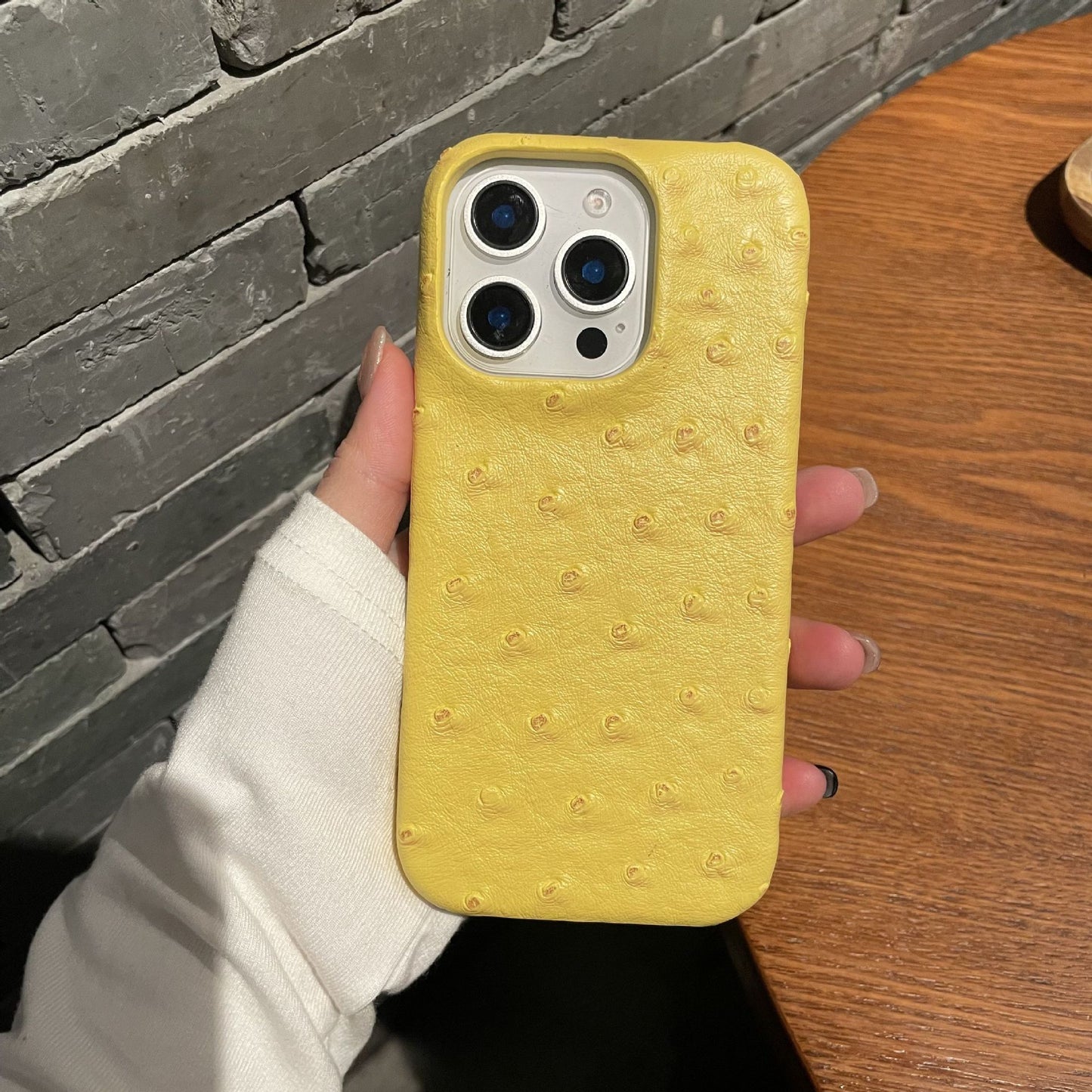 Business Ostrich Texture Leather iPhone Case - Anti-Drop Shockproof Half-Pack Shell