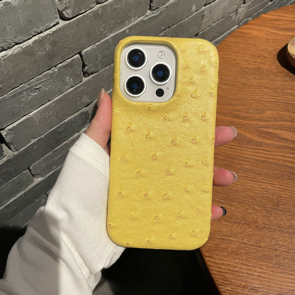 Business Ostrich Texture Leather iPhone Case - Anti-Drop Shockproof Half-Pack Shell