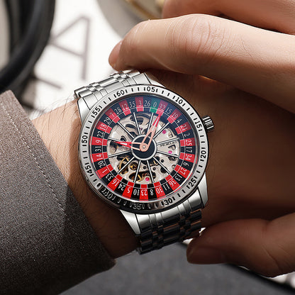 Luxury Gamble Plate Mechanical Men's Watch - Waterproof Luminous Trendy Sports Watch