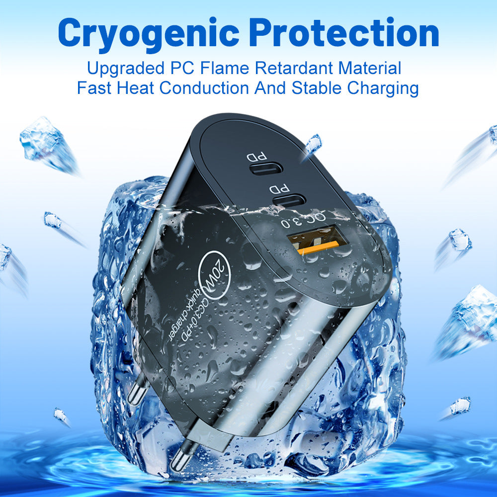 20W USB & Dual PD Type-C Fast Wall Charger - Multi-Port Universal Travel Charging Adapter