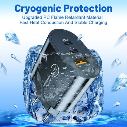 20W USB & Dual PD Type-C Fast Wall Charger - Multi-Port Universal Travel Charging Adapter