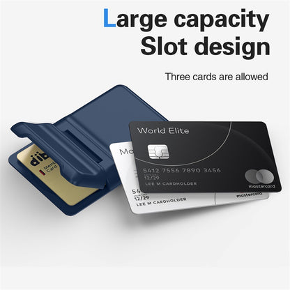 Magnetic Back Stick-On Card Wallet Pouch with Flip Stand Bracket for iPhone