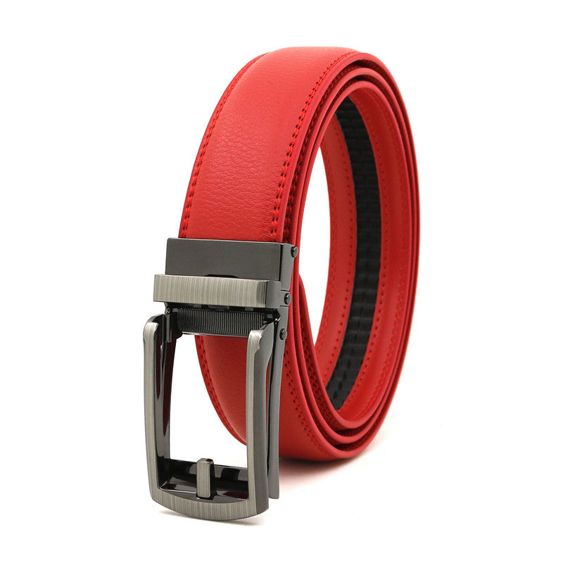 Men's Automatic Buckle Ratchet Belt | Premium Two-Layer Cowhide Leather Click Belt