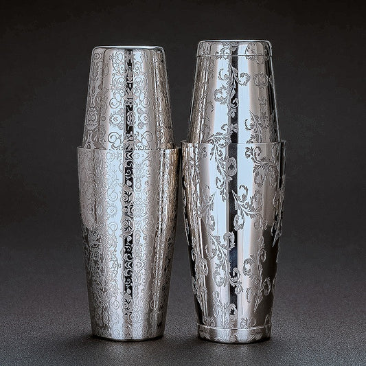 Premium 304 Stainless Steel Etched Boston Cocktail Shaker Set
