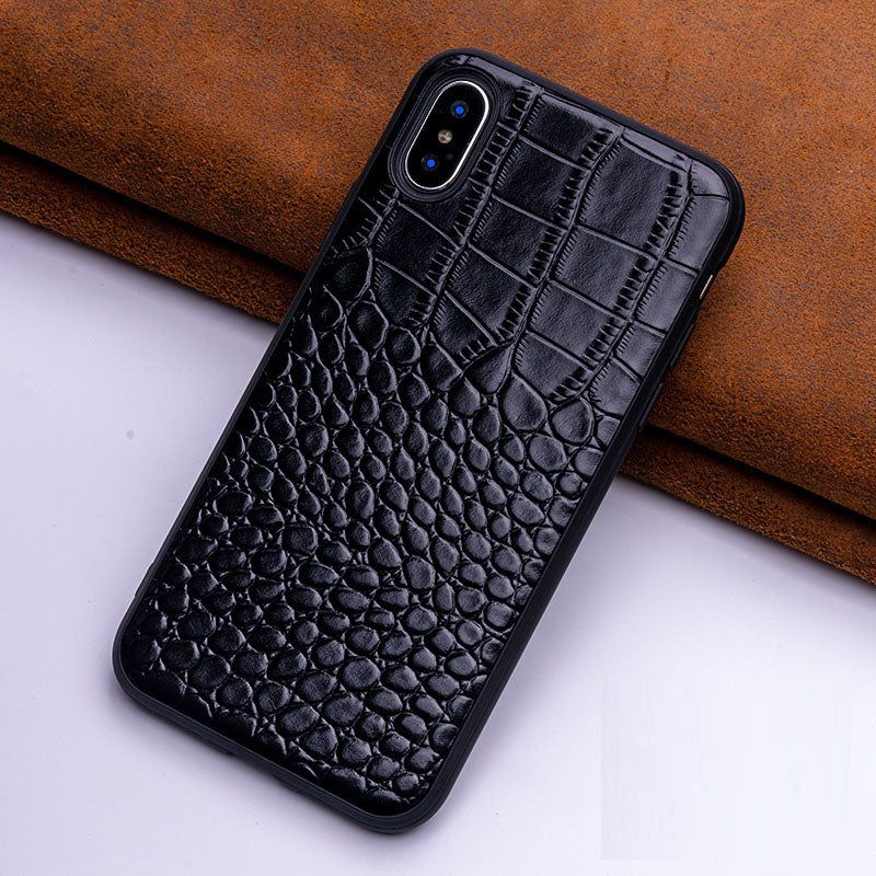 Luxury Crocodile Pattern Genuine Leather Phone Case for iPhone 14 13 12 11 Pro Max - Premium Slim Back Cover