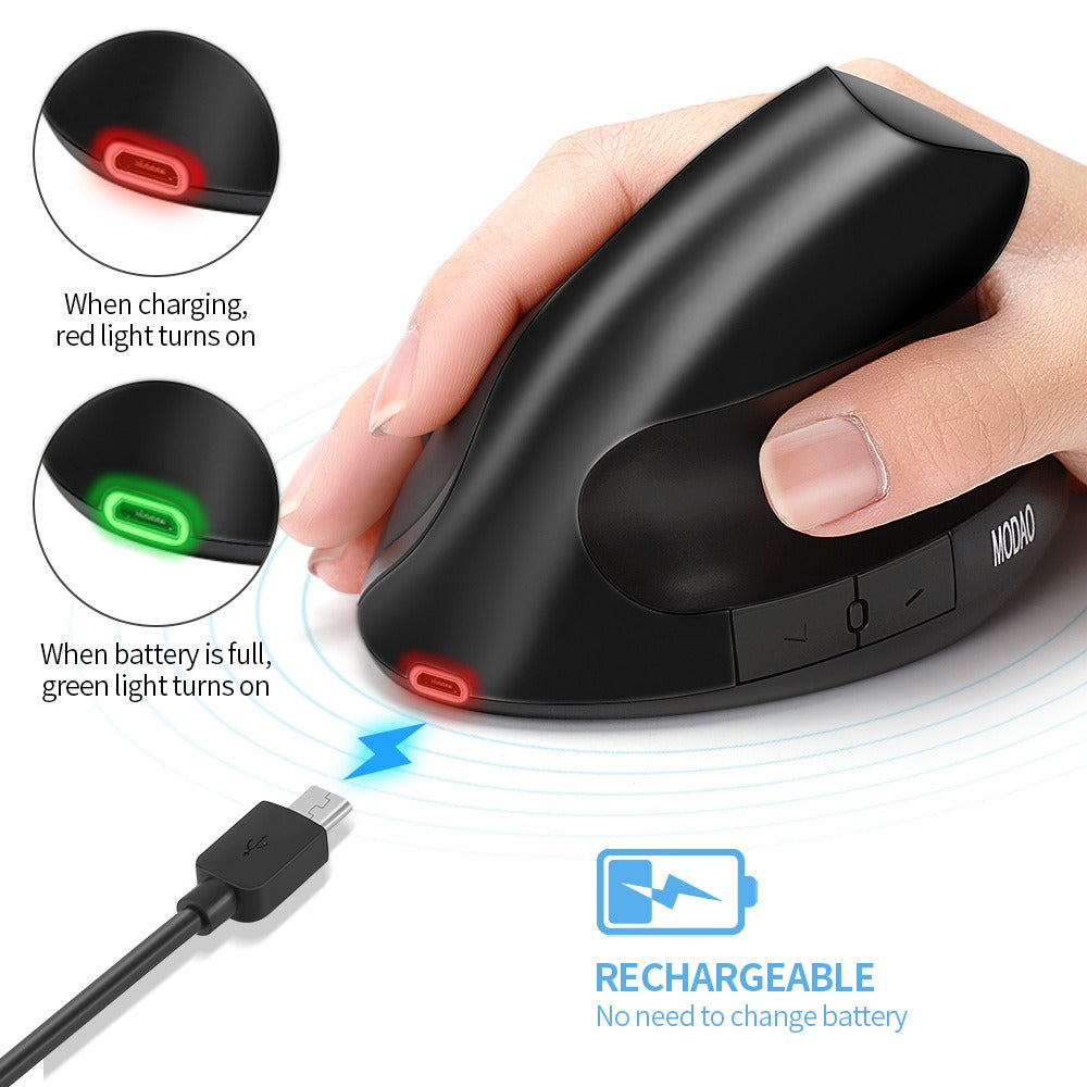 Vertical Ergonomic Wireless Mouse - Rechargeable Silent Optical Computer Mouse with 2.4G USB Receiver