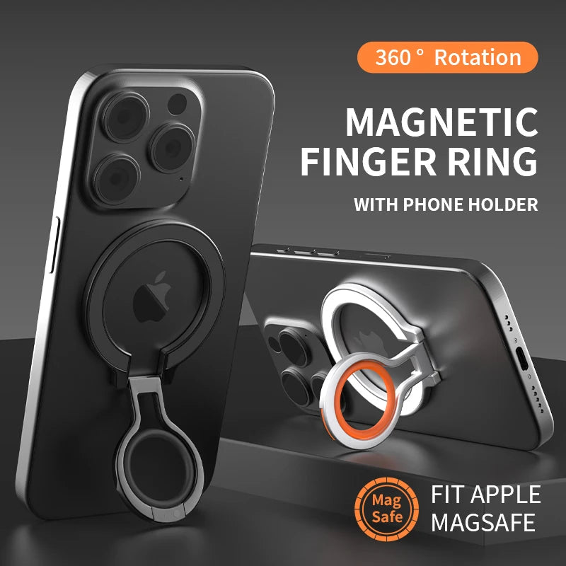 360° Rotating Magnetic Ring Holder Stand Grip for iPhone MagSafe - Folding Phone Back Bracket