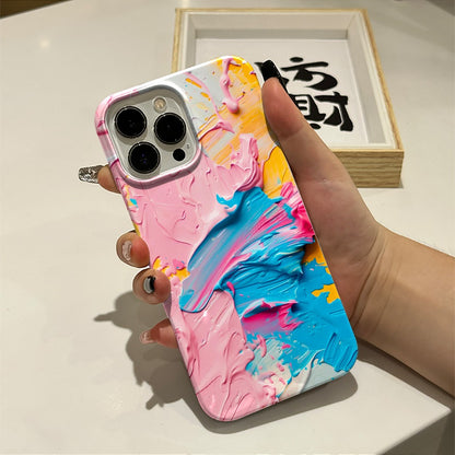 Aesthetic Ins Style Abstract Oil Painting Phone Case for iPhone 16 15 14 13 Series