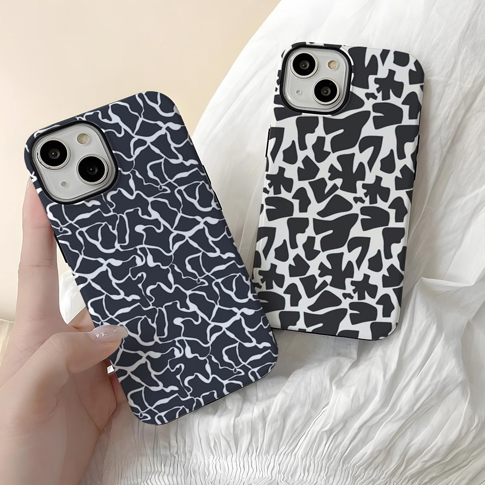Black Abstract Cracked Marble Pattern Hard Phone Case for iPhone 16 15 14 13 Series