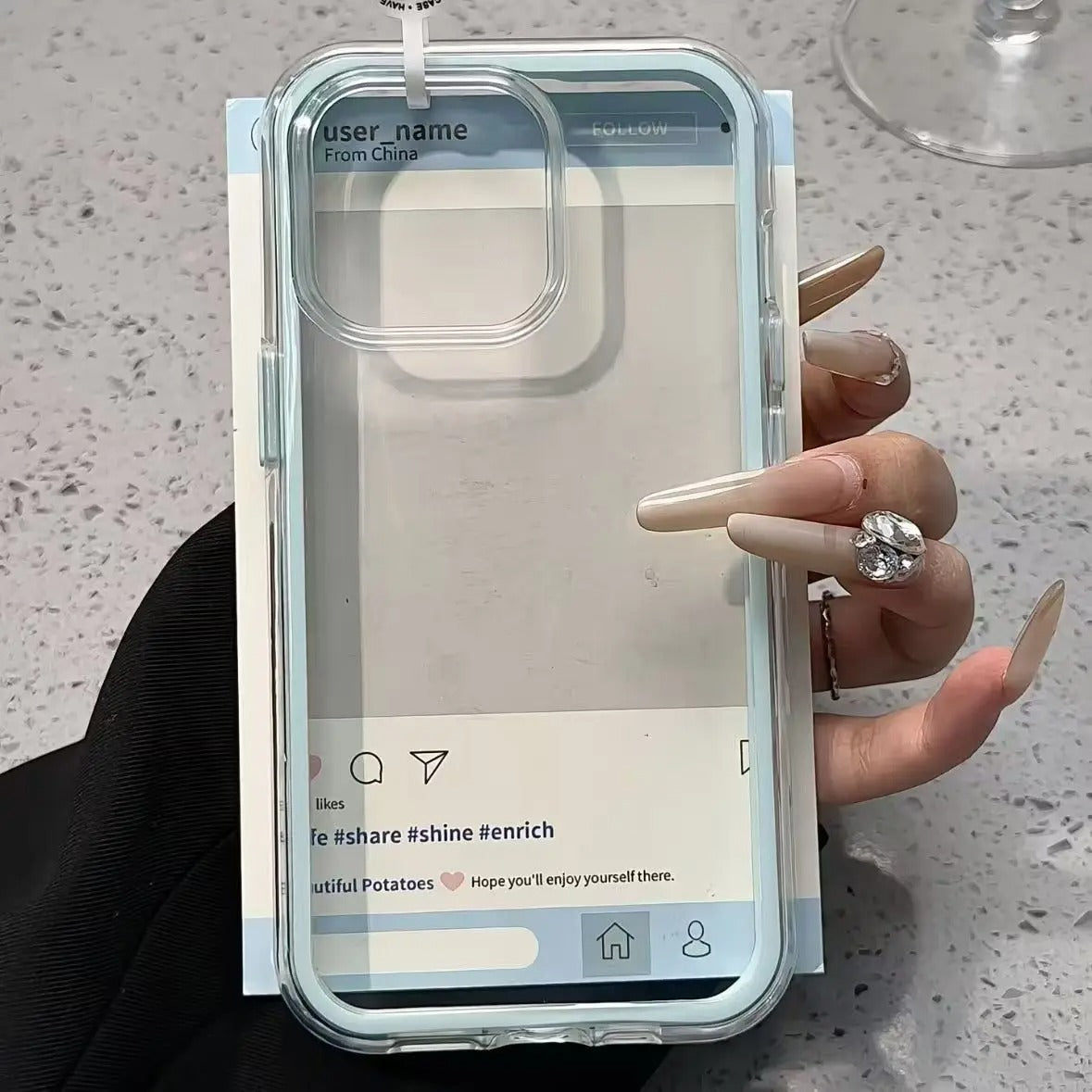 2-in-1 Solid Color Border Transparent Phone Case - Anti-Drop Clear Soft Cover for iPhone