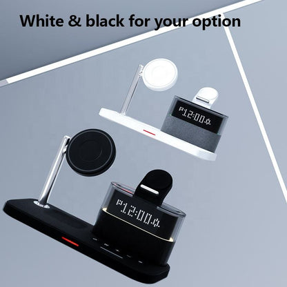 Multifunctional 3-in-1 Wireless Charging Station with Alarm Clock - Magnetic Desktop Charger Stand