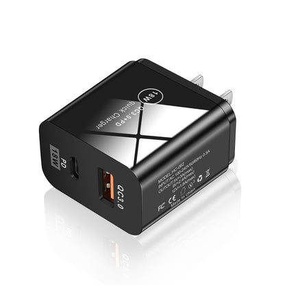 Dual-Port Fast Charging Adapter - 18W QC3.0 PD USB-A & Type-C Wall Charger