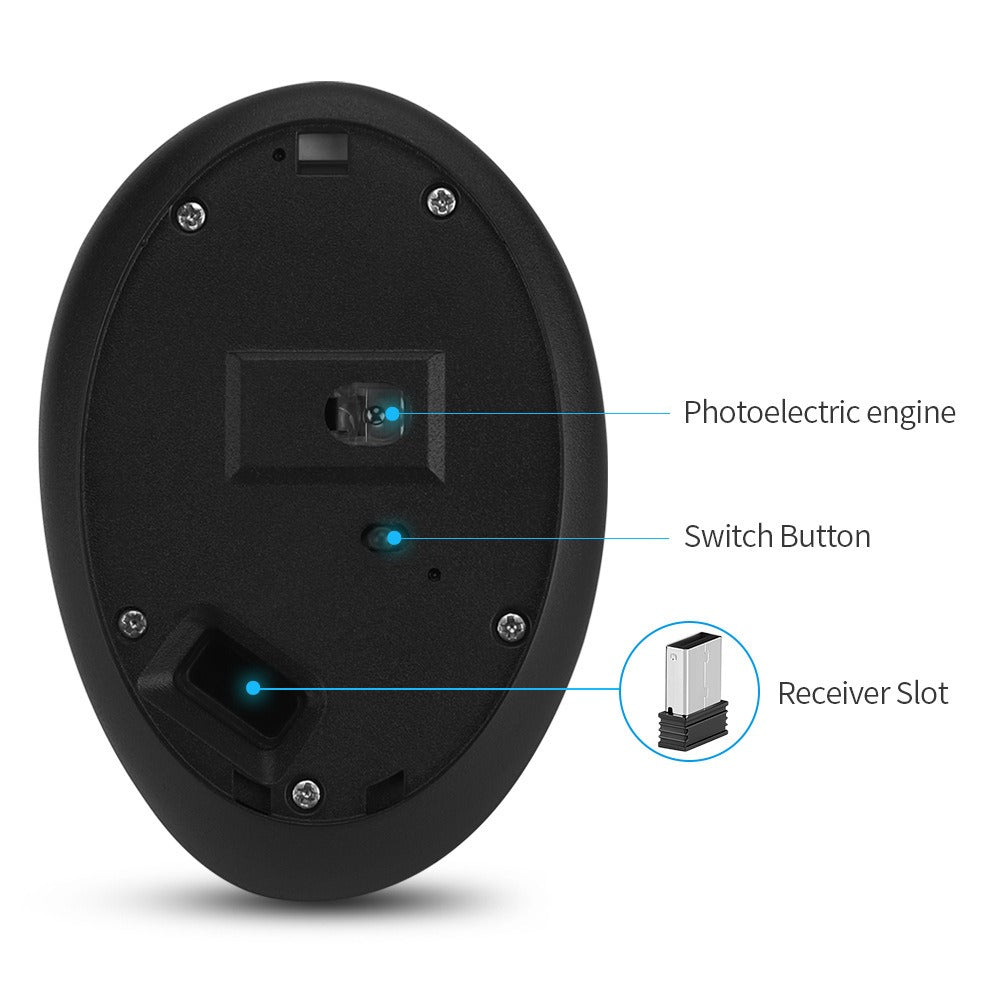 Vertical Ergonomic Wireless Mouse - Rechargeable Silent Optical Computer Mouse with 2.4G USB Receiver