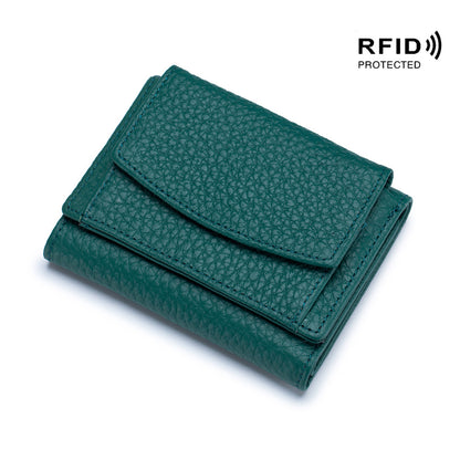 Women's Japanese Style Genuine Leather RFID Protected Mini Coin Wallet (Short)