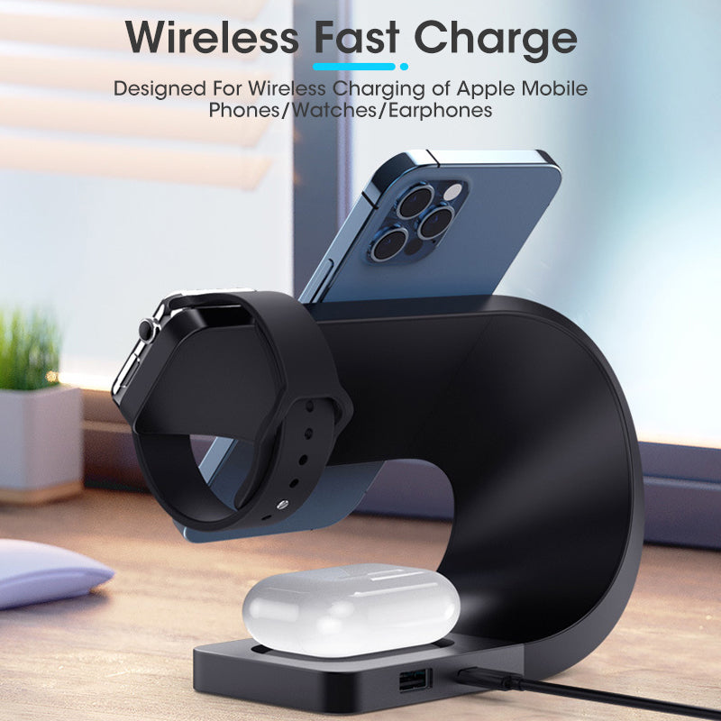 4-in-1 Magnetic Wireless Charging Station - Fast Wireless Charger Dock for iPhone, Apple Watch & AirPods