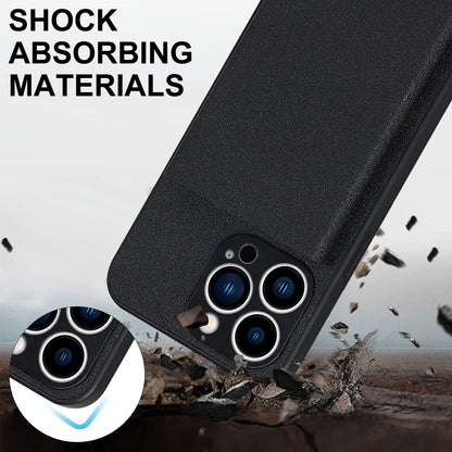 Aluminum Alloy Sliding Card Holder Wallet Case for iPhone 14 Pro Max 13 12 11 - Metal Back Cover