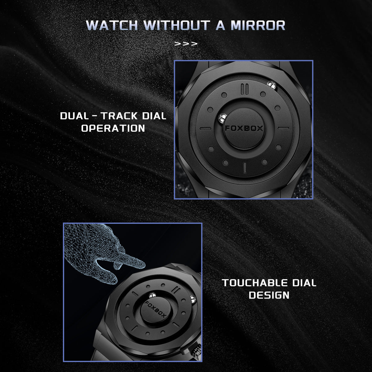 FOXBOX Men's High-Tech Magnetic Levitation Concept Watch (All Black)