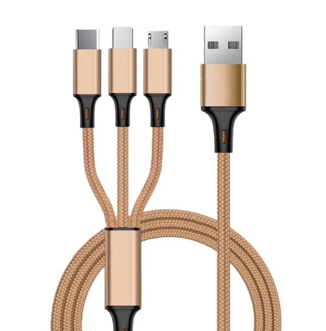 Universal 3-in-1 Charging Cable - 1.2M Multi-Device Fast Charger Cord for iPhone & Android