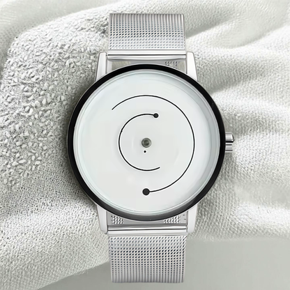 Trendy Pointerless Concept Watch with Stainless Steel Mesh Strap