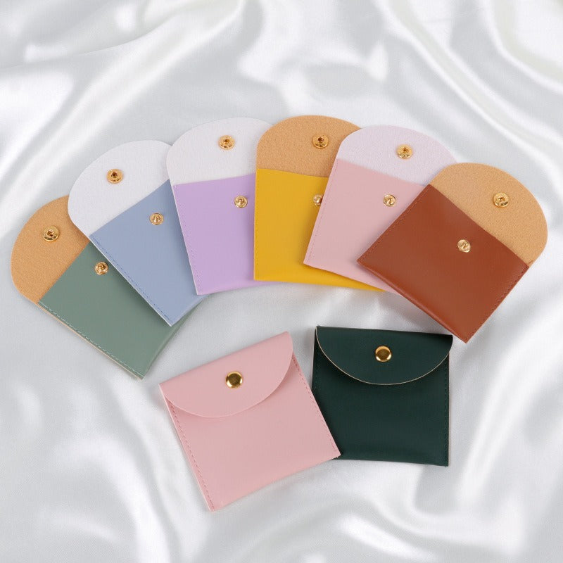 Colorful Faux Leather Jewelry Pouch / Travel Storage Bag with Buckle Closure