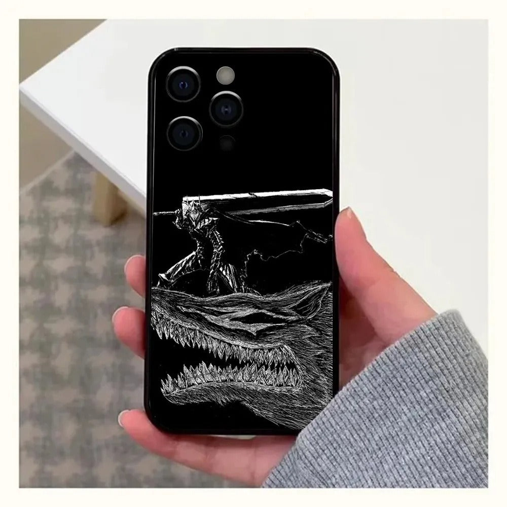 Anime Berserk Guts Black Swordsman Phone Case - Shockproof Soft TPU Protective Cover for iPhone