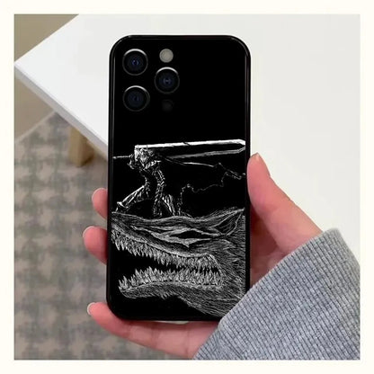 Anime Berserk Guts Black Swordsman Phone Case - Shockproof Soft TPU Protective Cover for iPhone