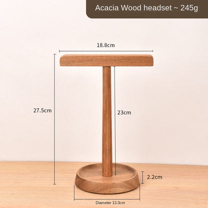 Walnut Wooden Headphone Stand - Real Wood Headphone Holder & Desktop Display Rack