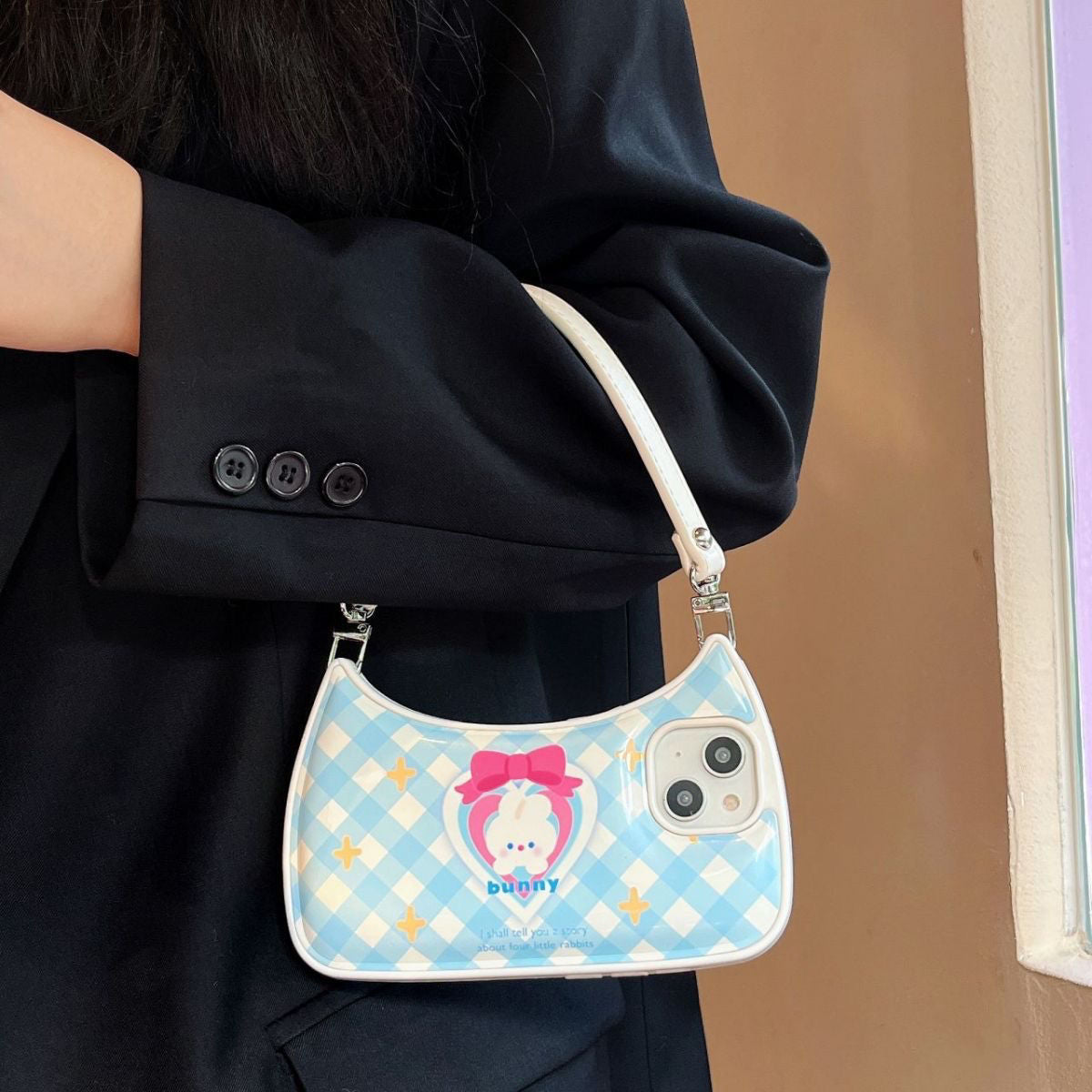 Cute Handbag Style Phone Case with Chain Strap for iPhone 14 13 12 11 Series - Fashion Wristlet Cover