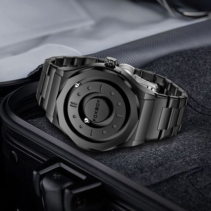 FOXBOX Men's High-Tech Magnetic Levitation Concept Watch (All Black)